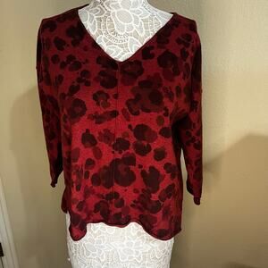 Democracy Red Cheetah Print Casual Blouse Women’s Top Size Medium